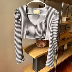 Fashion Brand Company Puff Sleeve Knit Crop Top